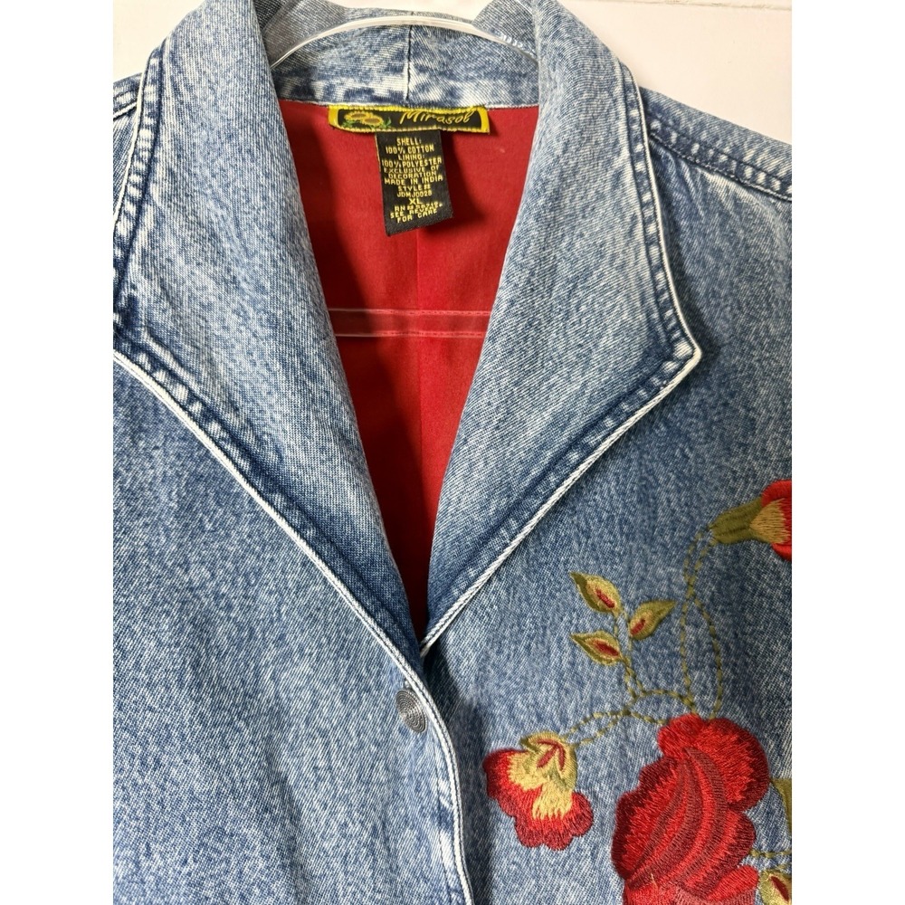 Mirasol Embroidered Denim Blazer Jacket XL Floral Rose Boho Cottagecore Western - Picture 3 of 8